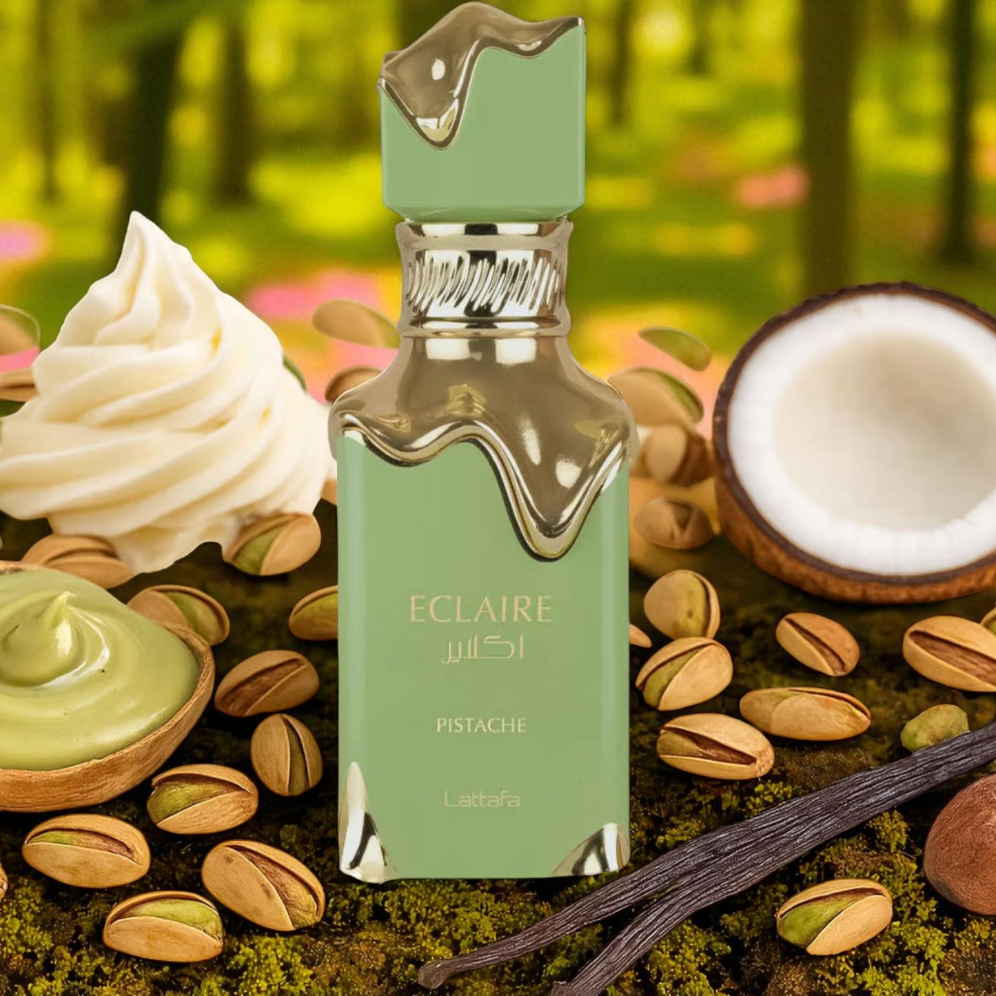 Eclaire Pistache EDP 100ml by Lattafa | Pistachio Cream Cacao Coconut Whipped Cream Vanilla Milk Gourmand Perfume