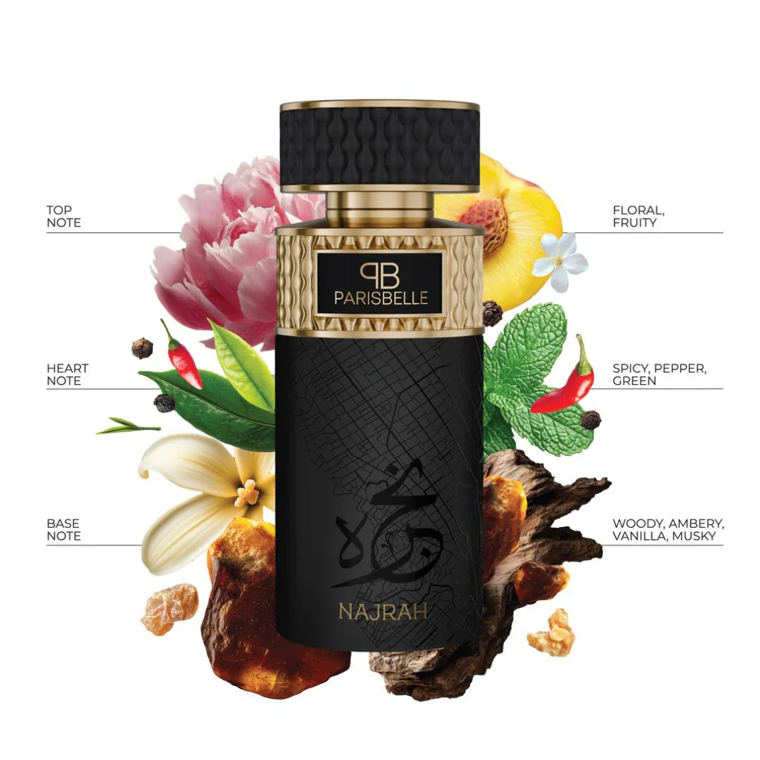 Najrah Extrait De Parfum 100ML | Floral Woody Musky Amber by Parisbelle
