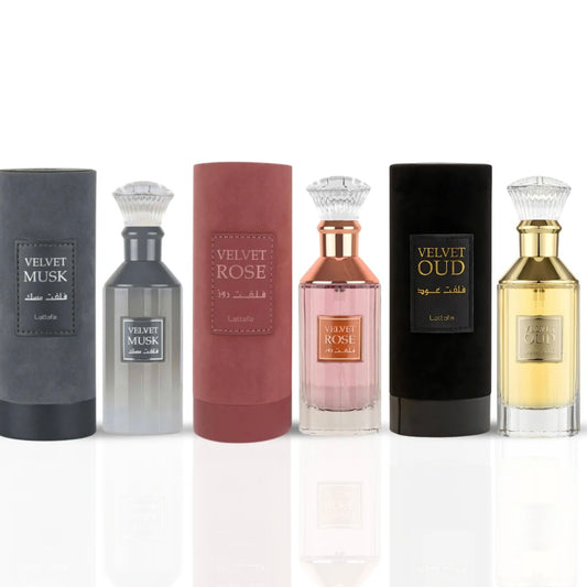 Velvet Bundle 3x100ml EDPs By Lattafa (Velvet Rose, Velvet Oud & Velvet Musk) - FREE Delivery