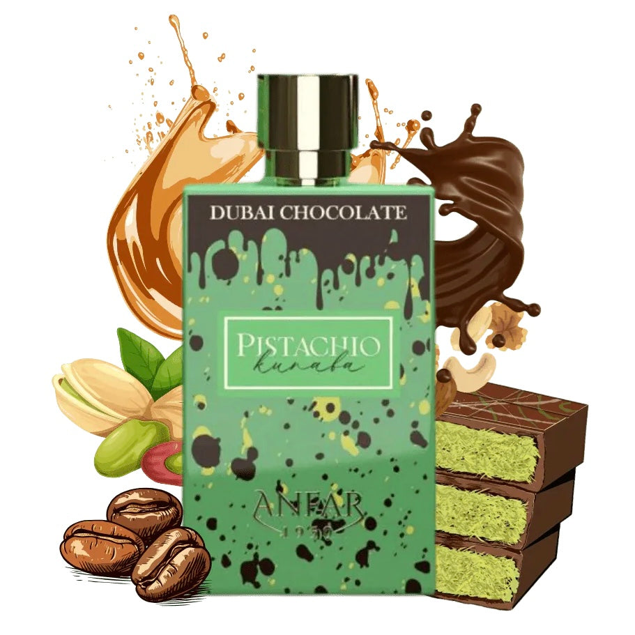 Anfar 1950 Dubai Chocolate Pistachio Kunafa 80ml EDP | Viral Gourmand Unisex Fragrance | Kayali Pistachio-Inspired Arabian Perfume | Buy Australia