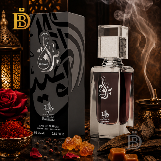 Boraq EDP 75ml by Al Wataniah | Saffron Rose Oud Caramel Amber Incense Oriental Perfume