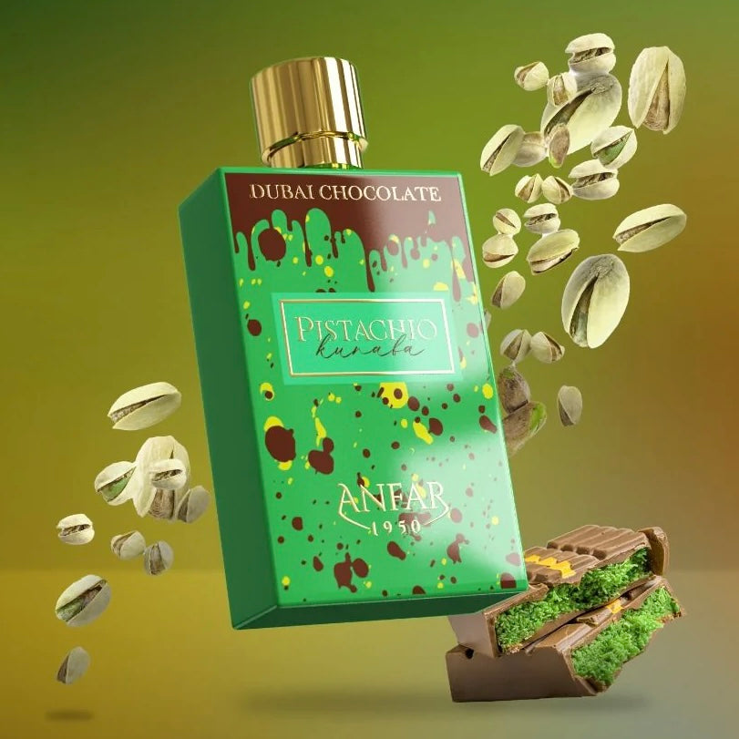 Anfar 1950 Dubai Chocolate Pistachio Kunafa 80ml EDP | Viral Gourmand Unisex Fragrance | Kayali Pistachio-Inspired Arabian Perfume | Buy Australia
