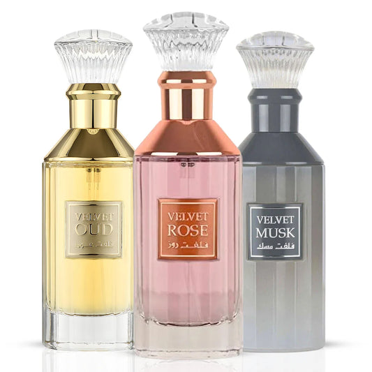 Velvet Bundle 3x100ml EDPs By Lattafa (Velvet Rose, Velvet Oud & Velvet Musk) - FREE Delivery