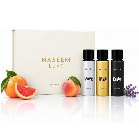LUXE Collection Gift Set (Alcohol Free) 3 x 30ML Work, Rizz and Date Aqua Perfumes By Naseem