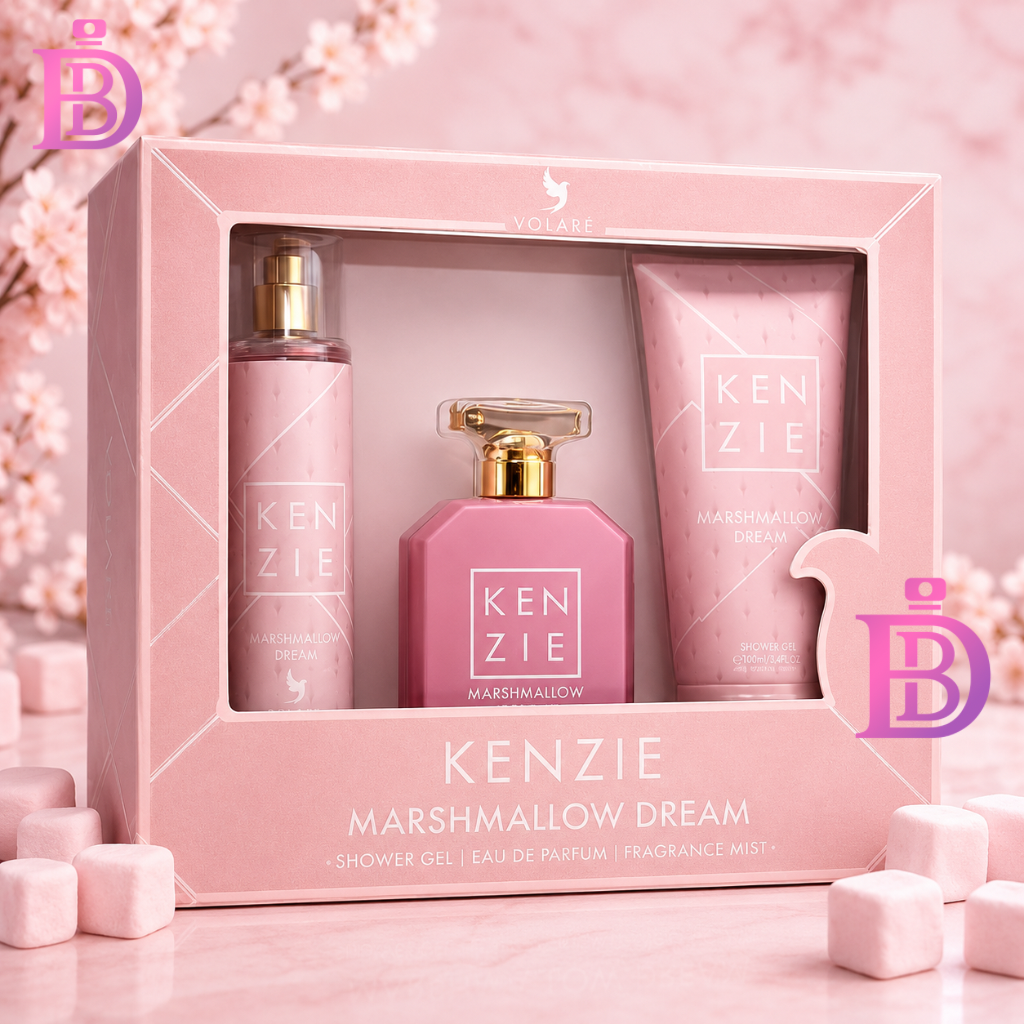 Kenzie Marshmallow Dream Gift Set | 3 in 1 | 100ml Eau de Parfum, a 250ml Fragrance Mist, and a 240ml Shower Gel