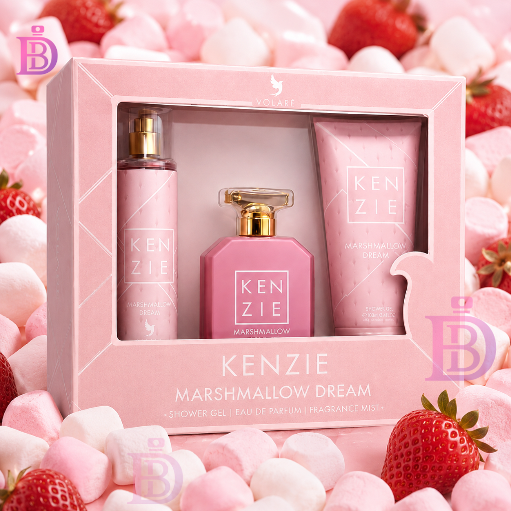 Kenzie Marshmallow Dream Gift Set | 3 in 1 | 100ml Eau de Parfum, a 250ml Fragrance Mist, and a 240ml Shower Gel