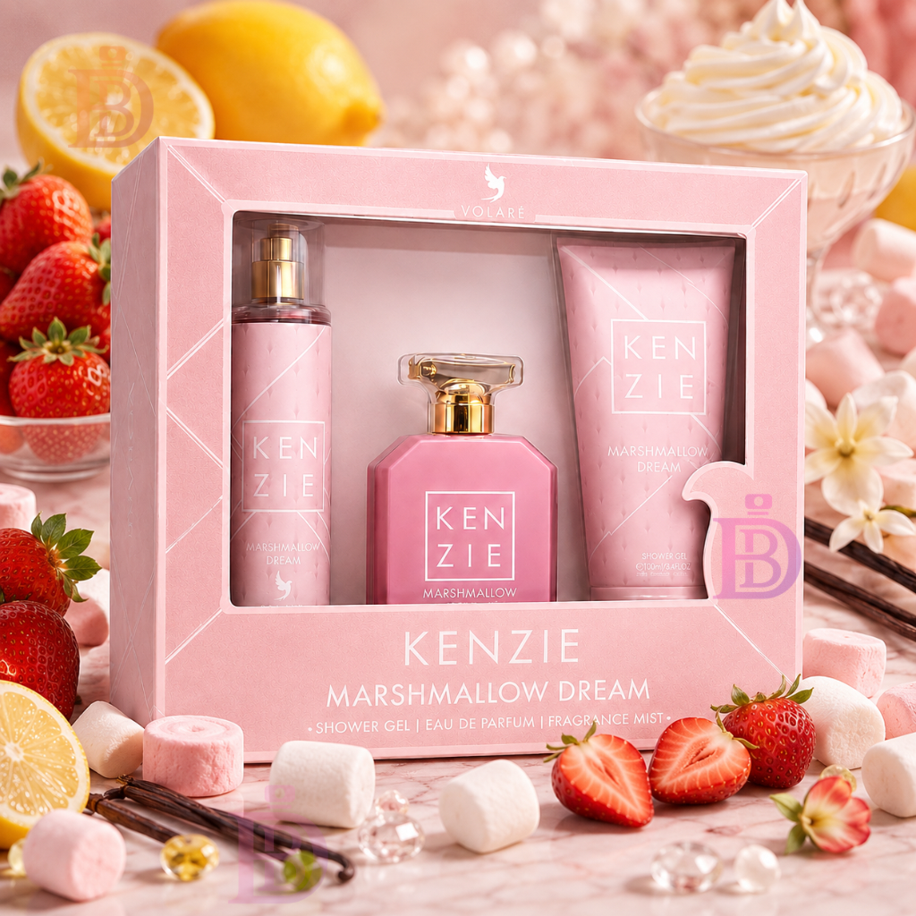 Kenzie Marshmallow Dream Gift Set | 3 in 1 | 100ml Eau de Parfum, a 250ml Fragrance Mist, and a 240ml Shower Gel