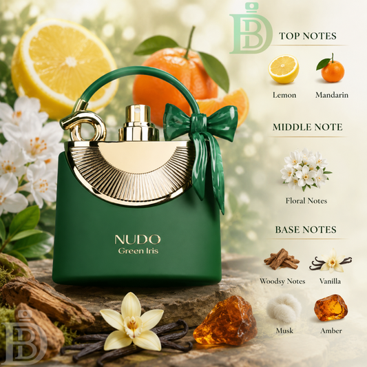 Nudo Green Iris EDP 100ml by Fragrance World | Citrus Floral Vanilla Amber Woody Feminine Perfume