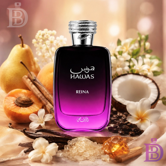 Hawas Reina EDP 100ml by Rasasi | Apricot Coconut Coffee Jasmine Vanilla Amber Oriental Unisex Perfume
