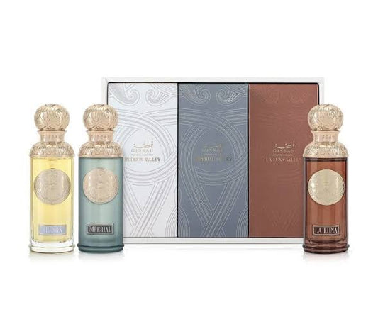 Gissah Valley Set 3×50ml EDP | Imperial Valley, La Luna & Hudson Valley | Kuwaiti Luxury Fragrance Gift Set | Arabic Perfume Australia